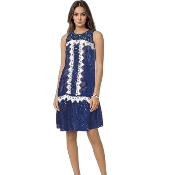 NHA KHANH Womens Dress Size 10 Bell Shaped Eyelet Lace Southernbell Bohowestern - Picture 1 of 13